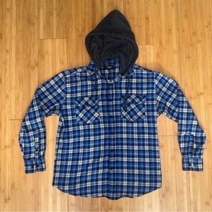 Blue Plaid Hooded Shirt